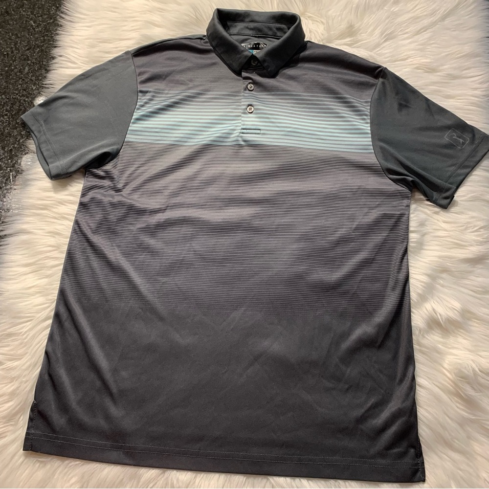 PGA TOUR APPAREL Ombre Fade Chest Print Short Sleeve Golf Polo Shirt - Picture 8 of 14